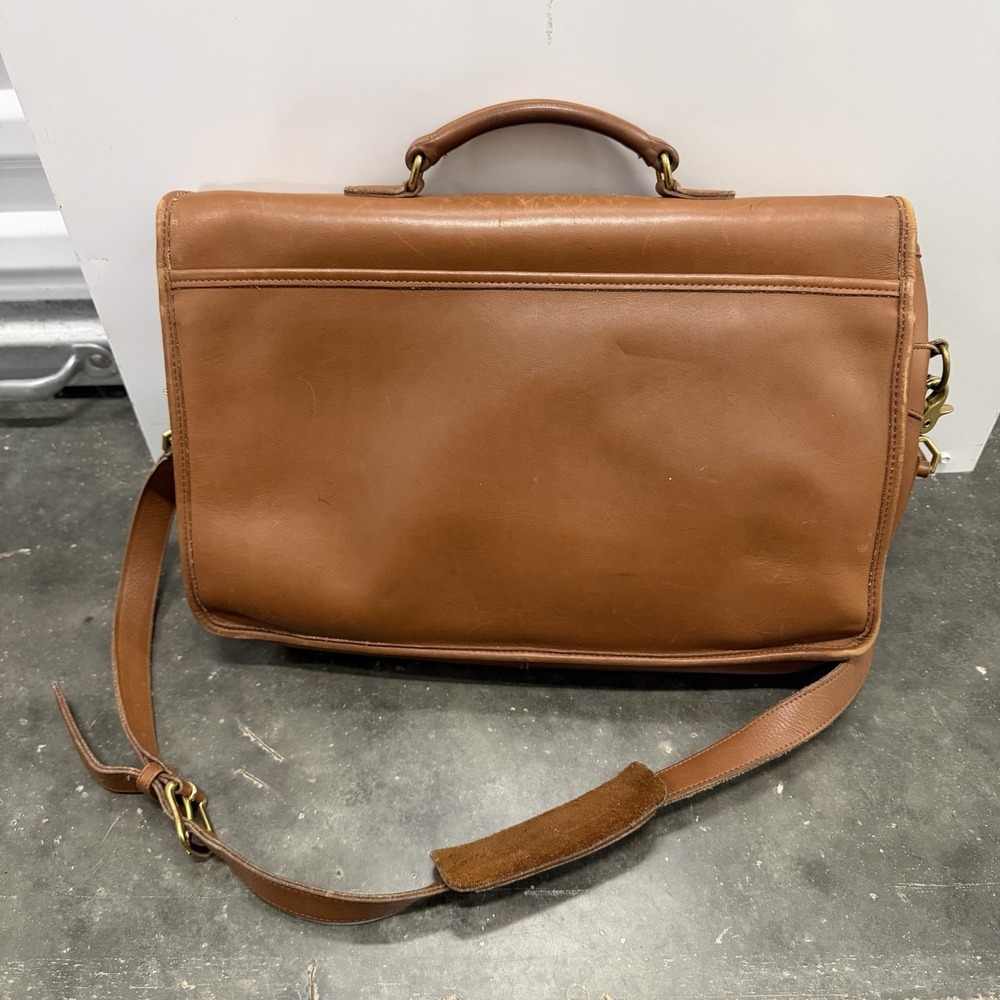 Vintage Coach Leather Laptop Briefcase Messanger Bag British Tan - Picture 4 of 11
